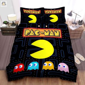 Pacman The Four Colored Ghosts And The Maze Bed Sheets Duvet Cover Bedding Sets elitetrendwear 1 1
