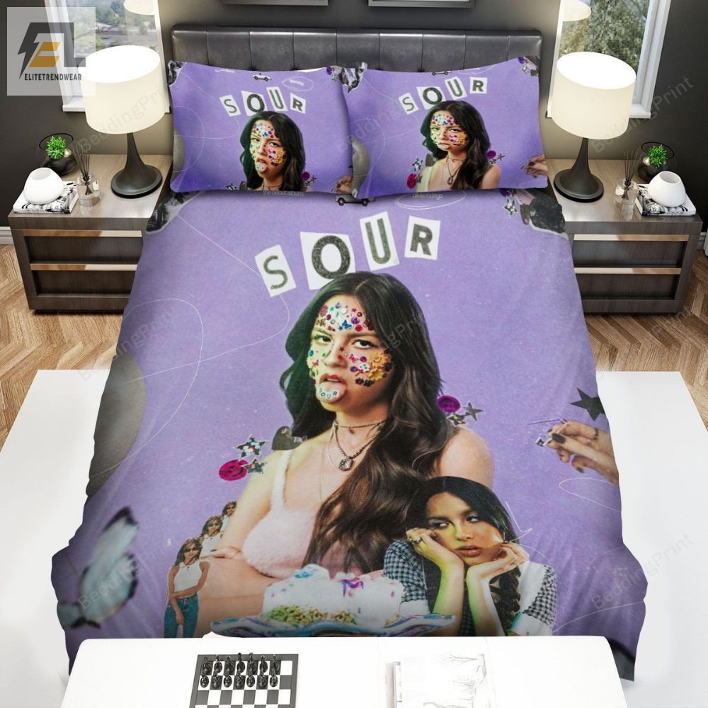 Olivia Rodrigo Sour Album Digital Art Bed Sheets Duvet Cover Bedding Sets 