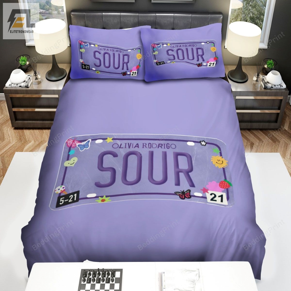 Olivia Rodrigo Sour License Plate Bed Sheets Duvet Cover Bedding Sets 