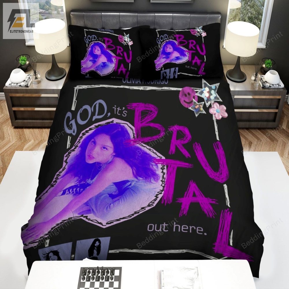 Olivia Rodrigo Heartbreak Hotline Purple Theme Bed Sheets Duvet Cover Bedding Sets 