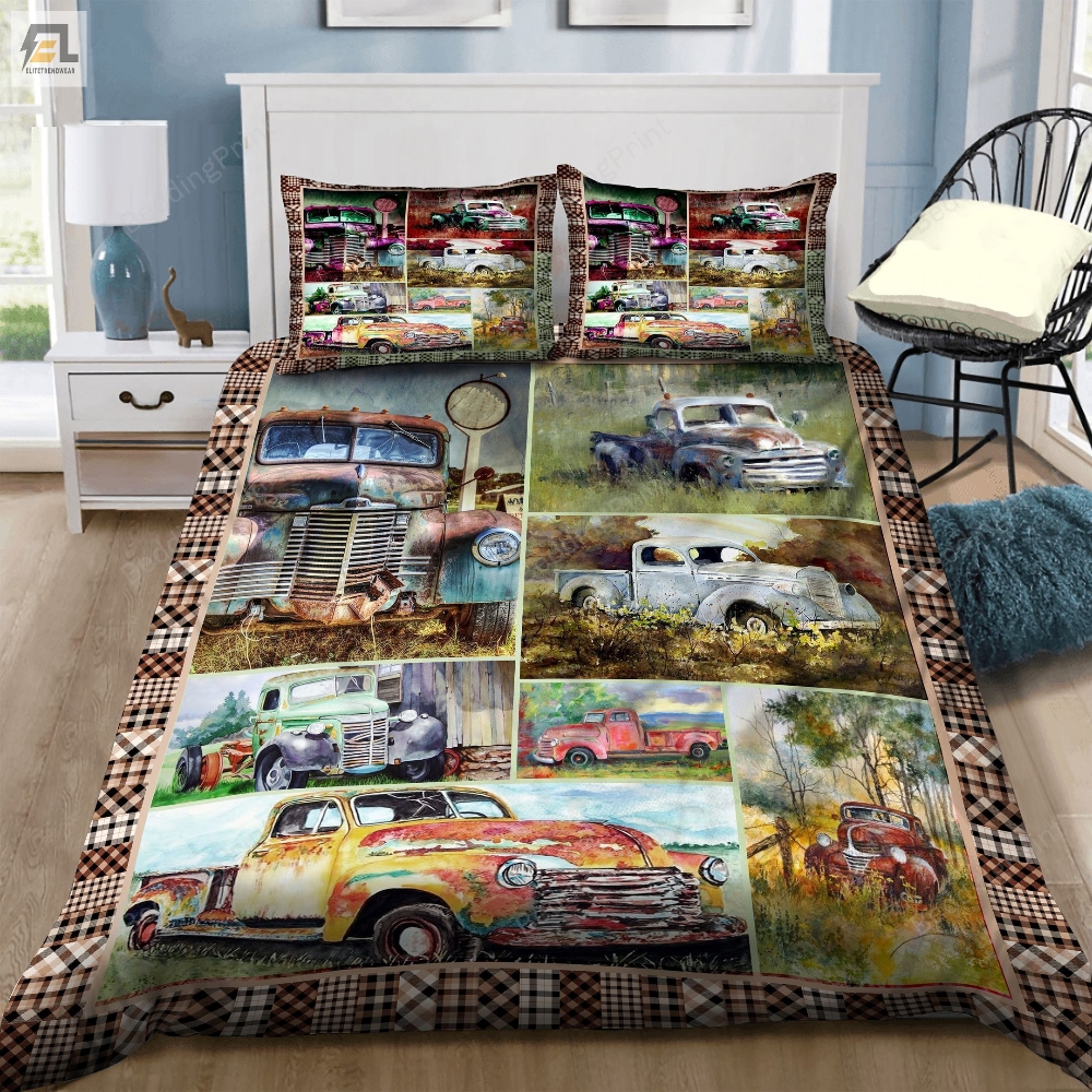 Old Truck Vintage Bed Sheets Duvet Cover Bedding Sets Perfect Gifts For Truck Lover Gifts For Birthday Christmas Thanksgiving 