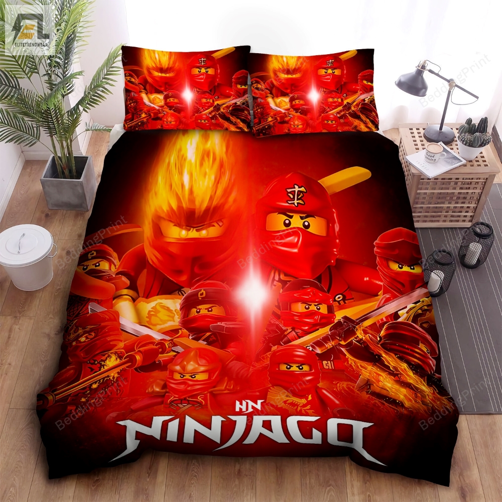 Ninjago Kai Ninja Of Fire Elemental Master Digital Art Bed Sheets Duvet Cover Bedding Sets 