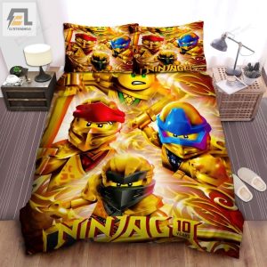 Ninjago Elemental Masters In Golden Armor Bed Sheets Duvet Cover Bedding Sets elitetrendwear 1 1
