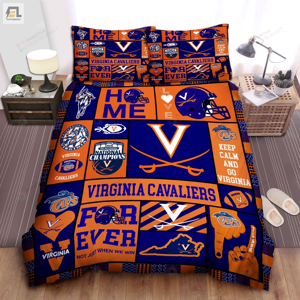 Ncaa Virginia Cavaliers Bed Sheets Spread Duvet Cover Bedding Set 