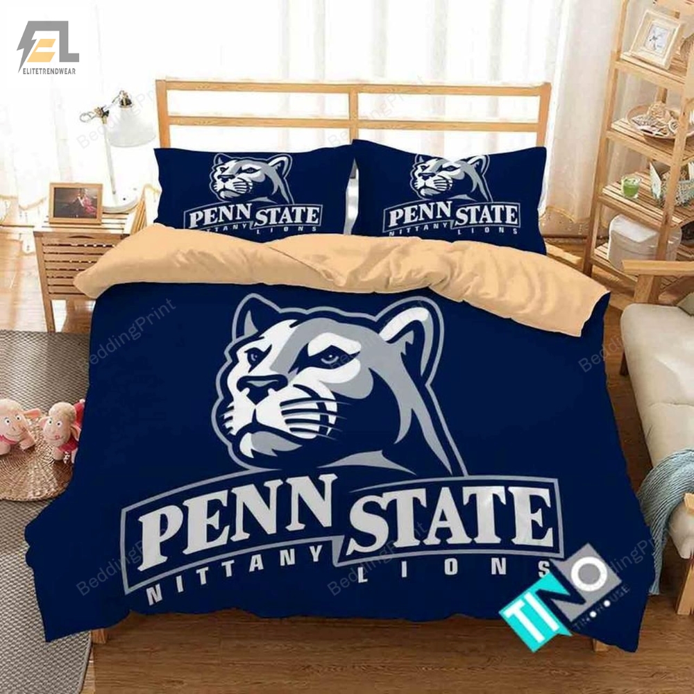 Ncaa Penn State Nittany Lions Logo With Iconic Colors Bedding Set Duvet Cover  Pillow Cases 