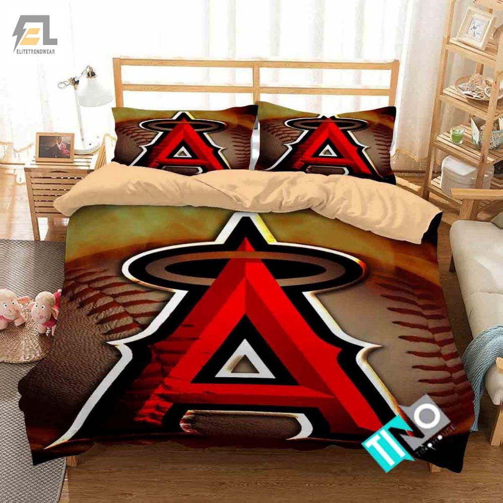 Mlb Los Angeles Angels 2 Logo 3D Personalized Customizedbedding Sets Duvet Cover Bedroom Set Bedset Bedlinen 