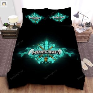 Minecraft Turquoise Logo Bed Sheets Spread Duvet Cover Bedding Sets elitetrendwear 1 1