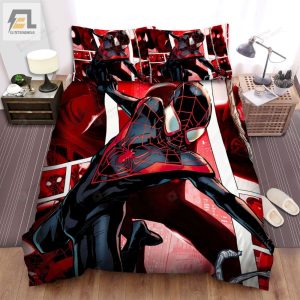 Miles Morales Spiderman In Comics Art Background Bed Sheets Spread Duvet Cover Bedding Sets elitetrendwear 1 3