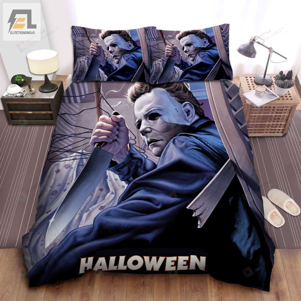Michael Myers In Halloween Series Painting Bed Sheets Duvet Cover Bedding Sets 