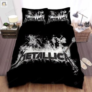 Metallica Black And White Flaming Logo Bed Sheet Duvet Cover Bedding Sets elitetrendwear 1 1