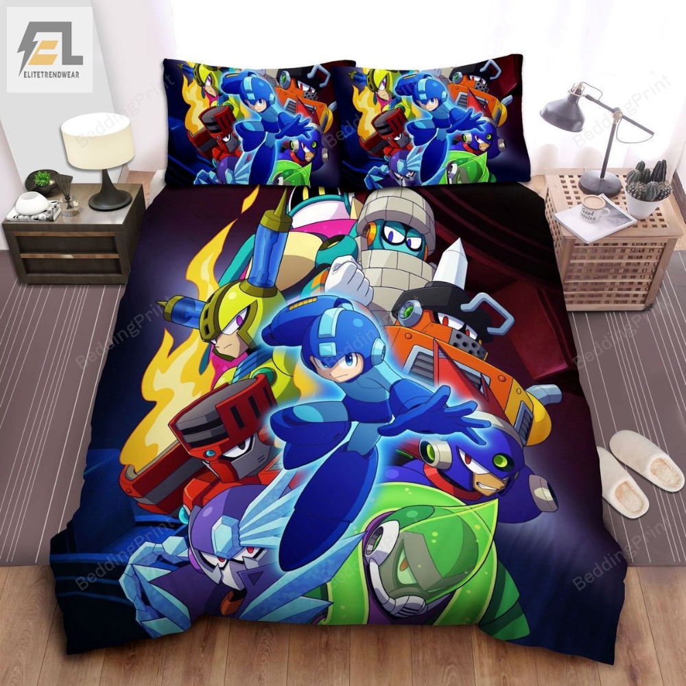 Mega Man And Robot Masters Artwork Bed Sheets Duvet Cover Bedding Sets 