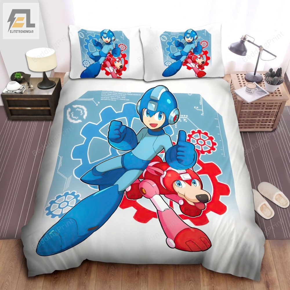 Mega Man And Rush The Robotic Dog Bed Sheets Duvet Cover Bedding Sets 