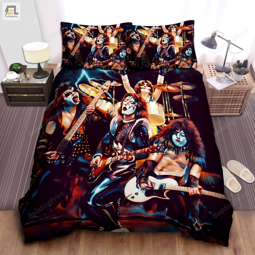Kiss Performing Painting Bed Sheet Spread Duvet Cover Bedding Sets 