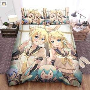 Kagamine Rin Kagamine With Vocaloid Dolls Len Bed Sheets Duvet Cover Bedding Sets elitetrendwear 1 1