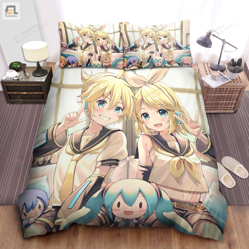 Kagamine Rin  Kagamine With Vocaloid Dolls Len Bed Sheets Duvet Cover Bedding Sets 
