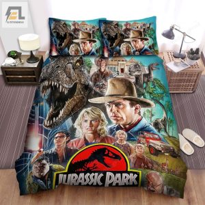 Jurassic Park Movie Poster Ix Bed Sheets Duvet Cover Bedding Sets elitetrendwear 1 1