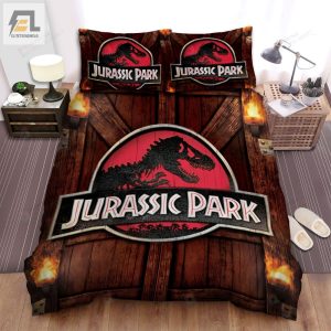 Jurassic Park Movie Logo Film Ii Image Bed Sheets Spread Comforter Duvet Cover Bedding Sets elitetrendwear 1 1