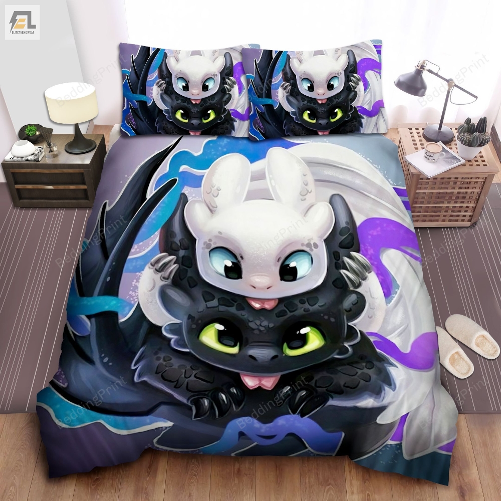 How To Train Your Dragon Toothless And Light Fury Bed Sheets Duvet Cover Bedding Sets 