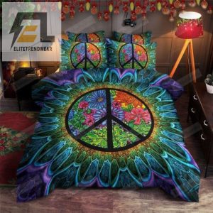 Hippie Peace Symbol Bed Sheets Spread Duvet Cover Bedding Sets Perfect Gifts For Fox Hippie Gifts For Birthday Christmas Thanksgiving elitetrendwear 1 1