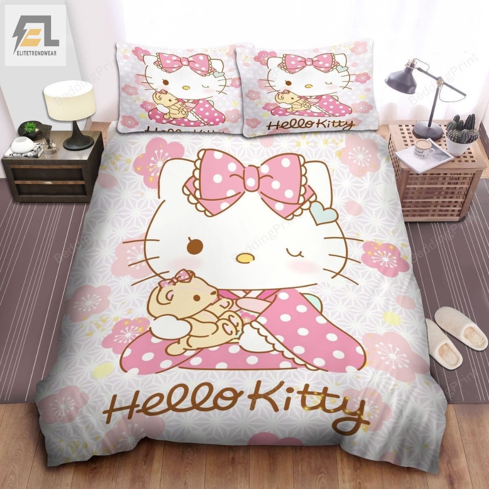 Hello Kitty Wearing Kimono Bed Sheets Duvet Cover Bedding Sets 