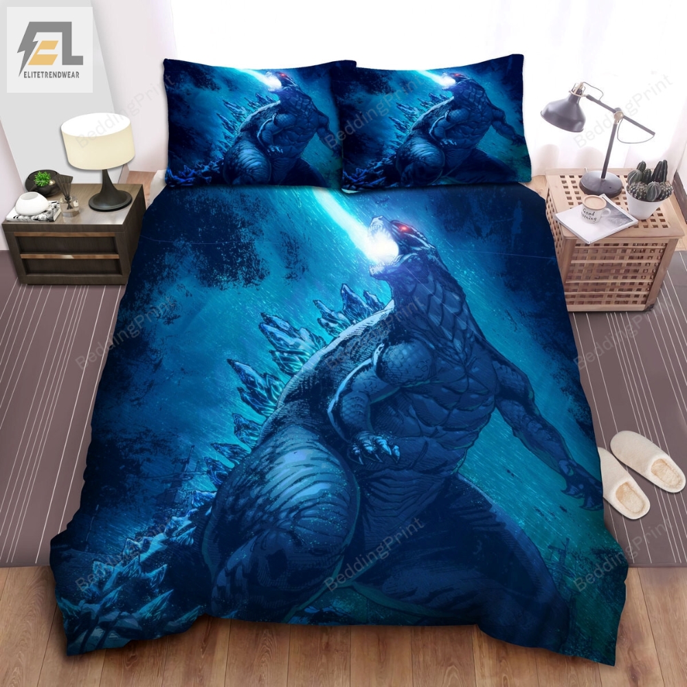 Godzilla Releases Atomic Breath Digital Painting Bed Sheets Spread Duvet Cover Bedding Sets 