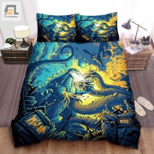 Godzilla Fights King Ghidorah In The City Bed Sheets Duvet Cover Bedding Sets elitetrendwear 1 1