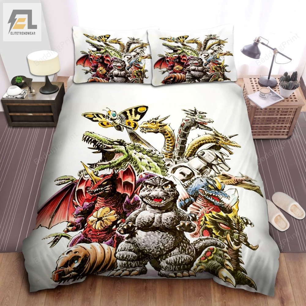 Godzilla And The Kaiju Drawing Bed Sheets Duvet Cover Bedding Sets 