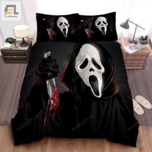 Ghostface With Bloody Knife Illustration Bed Sheets Duvet Cover Bedding Sets elitetrendwear 1 1