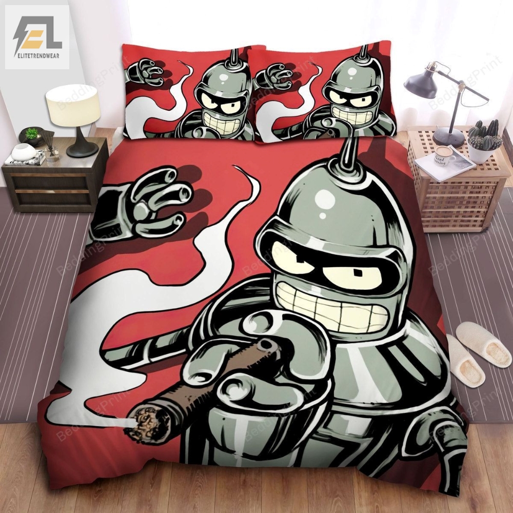 Futurama  Smoking Bender The Robot Bed Sheets Duvet Cover Bedding Sets 