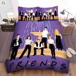 Friends Characters And The Iconic Water Fountain Art Bed Sheets Spread Comforter Duvet Cover Bedding Sets elitetrendwear 1 1