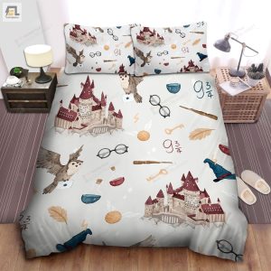 Freshman Harry Potter Wizard Equipment At Hogwarts Pattern Bed Sheets Duvet Cover Bedding Sets elitetrendwear 1 1