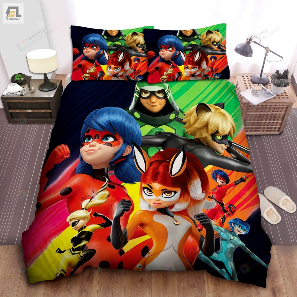 French Miraculous Superhero Team Poster Bed Sheets Duvet Cover Bedding Sets 