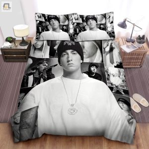 Eminem The Real Slim Shady Black White Images Collage Bed Sheets Duvet Cover Bedding Sets elitetrendwear 1 1