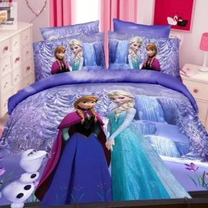 Elsa And Anna Frozen Cartoon Bedding Duvet Set elitetrendwear 1 1