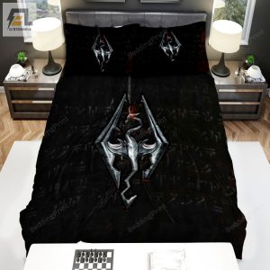 Elder Scrolls Skyrim Logo Bed Sheets Duvet Cover Bedding Sets elitetrendwear 1 1