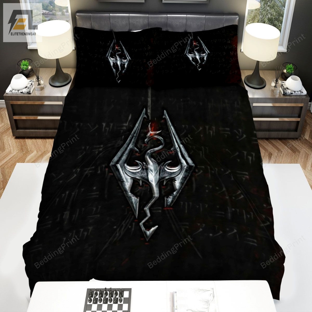Elder Scrolls Skyrim Logo Bed Sheets Duvet Cover Bedding Sets 