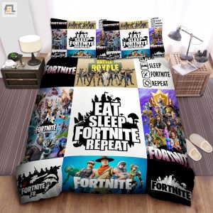 Eat Sleep Fortnite Repeat Bedding Set For Fans Duvet Cover Pillow Cases elitetrendwear 1 1