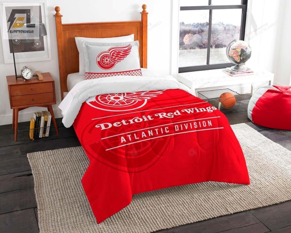 Detroit Red Wings Bedding Set Duvet Cover  Pillow Cases 