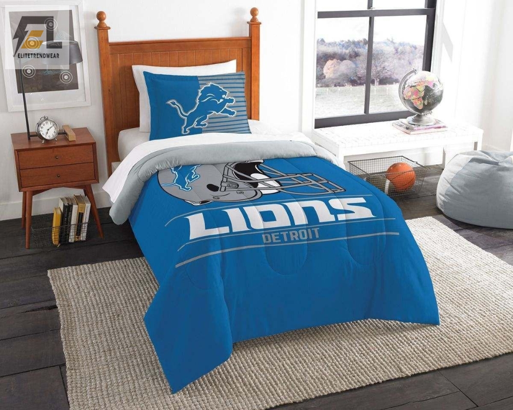 Detroit Lions Bedding Set Duvet Cover  Pillow Cases 