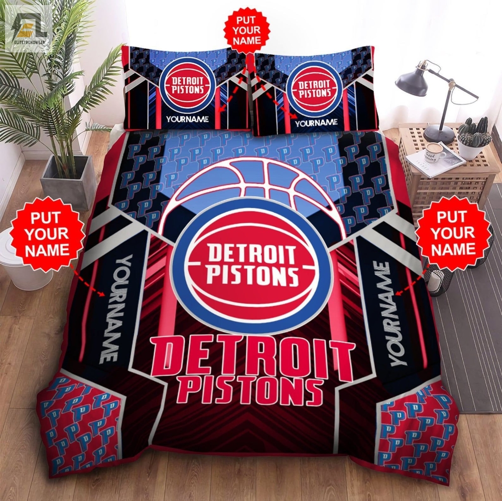 Custom Name Detroit Pistons Bedding Set Custom Name Detroit Pistons Duvet Cover Detroit Pistons Comforter Sets Detroit Pistons Nba Tdv11 
