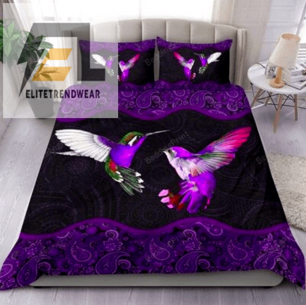 Couple Hummingbird Purple Mandala Bed Sheets Duvet Cover Bedding Sets Perfect Gifts For Hummingbird Lover Gifts For Birthday Christmas Thanksgiving 