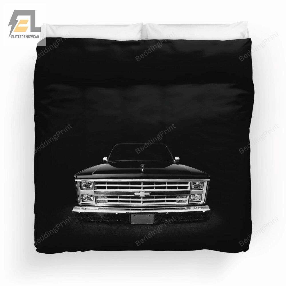 Chevy Silverado Square Body Pickup Black Duvet Cover Bedding Set 