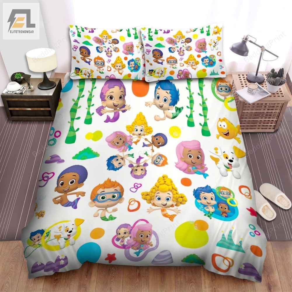 Bubble Guppies Happy Time Bed Sheet Spread Duvet Cover Bedding Sets 