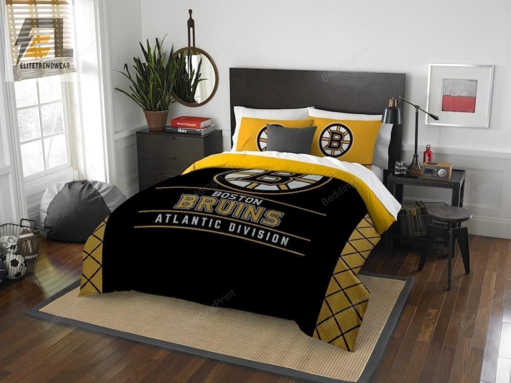 Boston Bruins Bedding Set Duvet Cover  Pillow Cases 