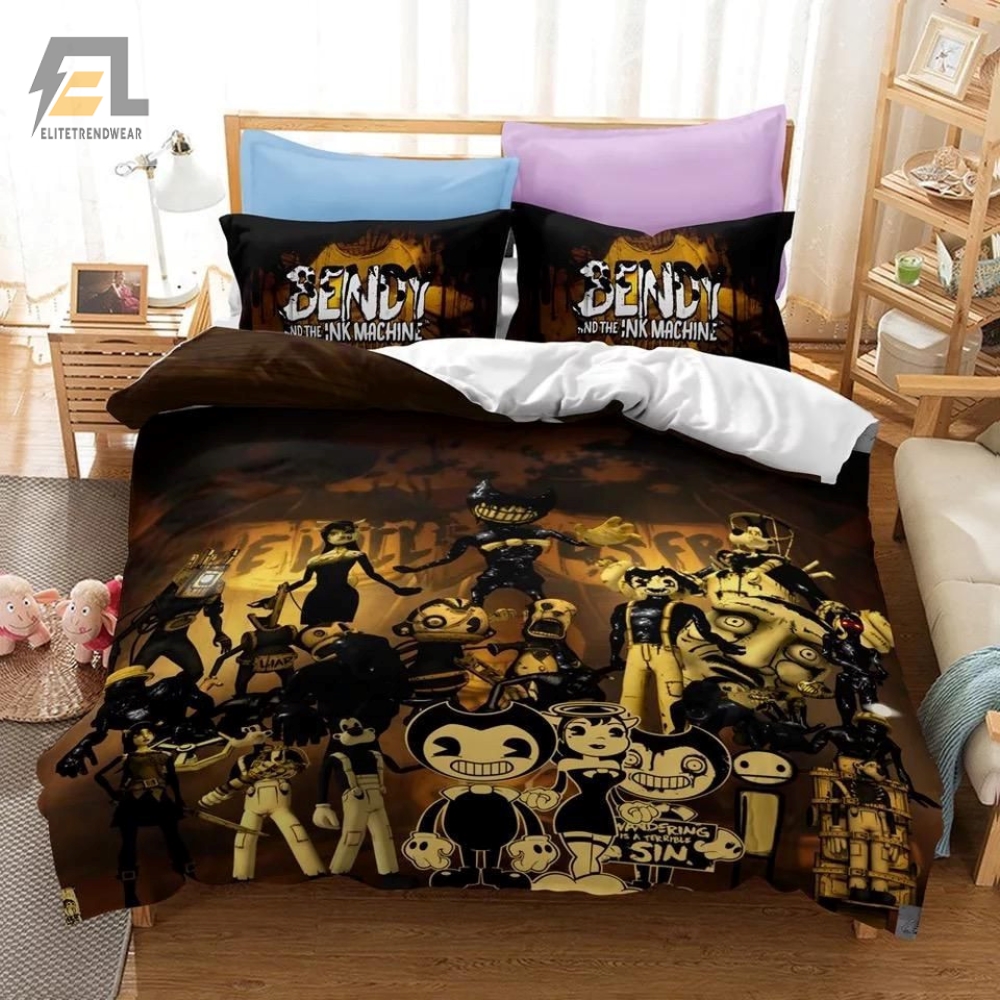 Bendy And The Ink Machine Duvet Cover Quilt Bedding Set 