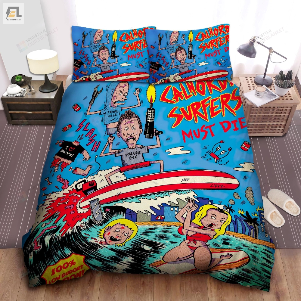Beavis And Butthead In Parody Vintage Film Poster Bed Sheets Spread Comforter Duvet Cover Bedding Sets 