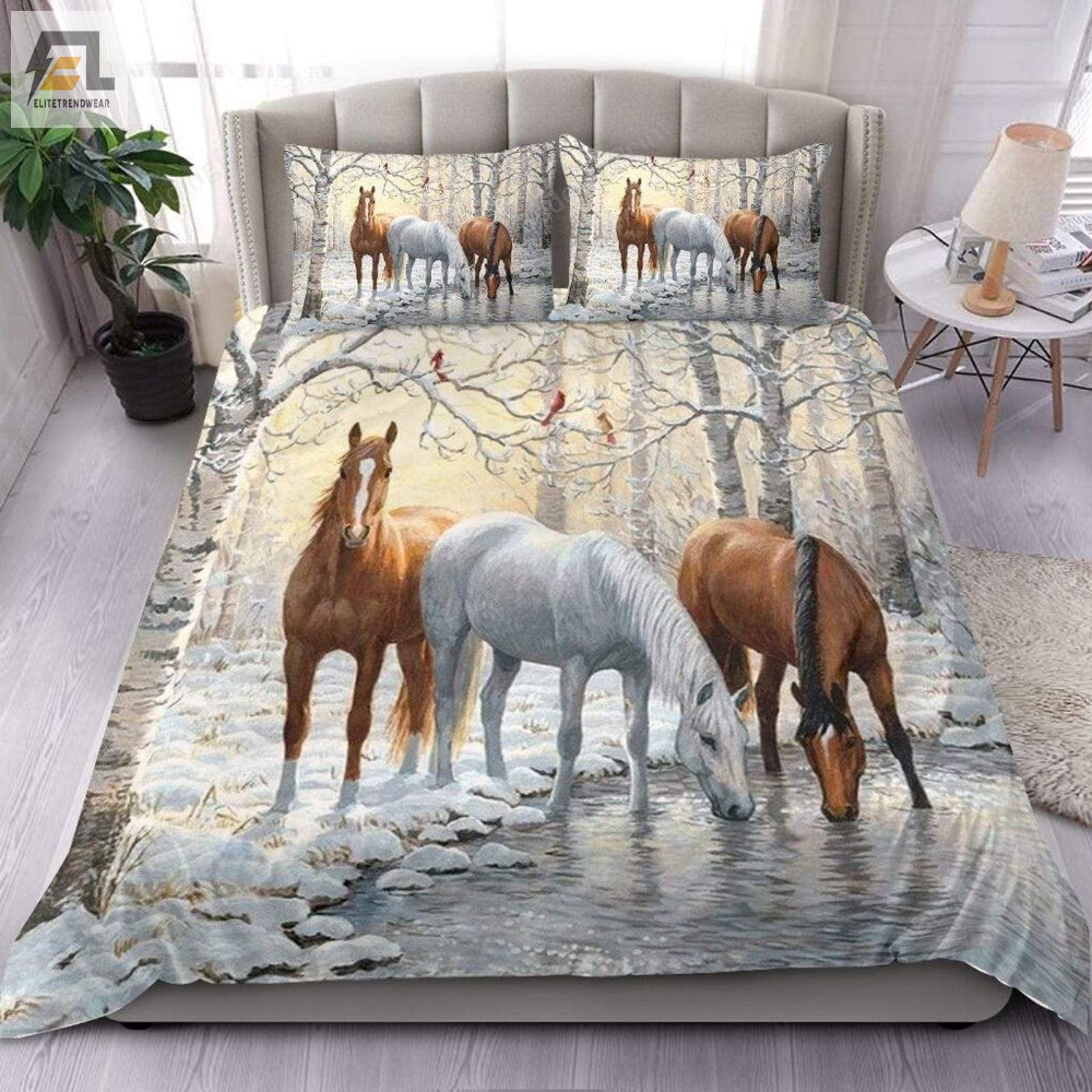 Beautiful Horse In The Winter Bedding Set Bed Sheet Duvet Cover Bedding Sets 
