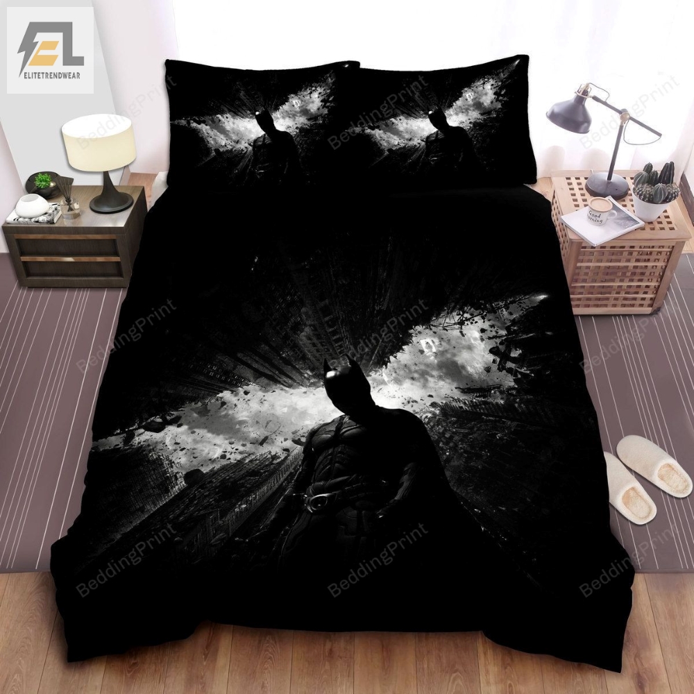 Batman The Dark Knight Rises Black  White Poster Bed Sheets Duvet Cover Bedding Sets 