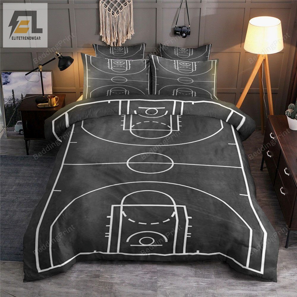 Basketball Court Illustration Bedding Set For Fans Duvet Cover  Pillow Cases 