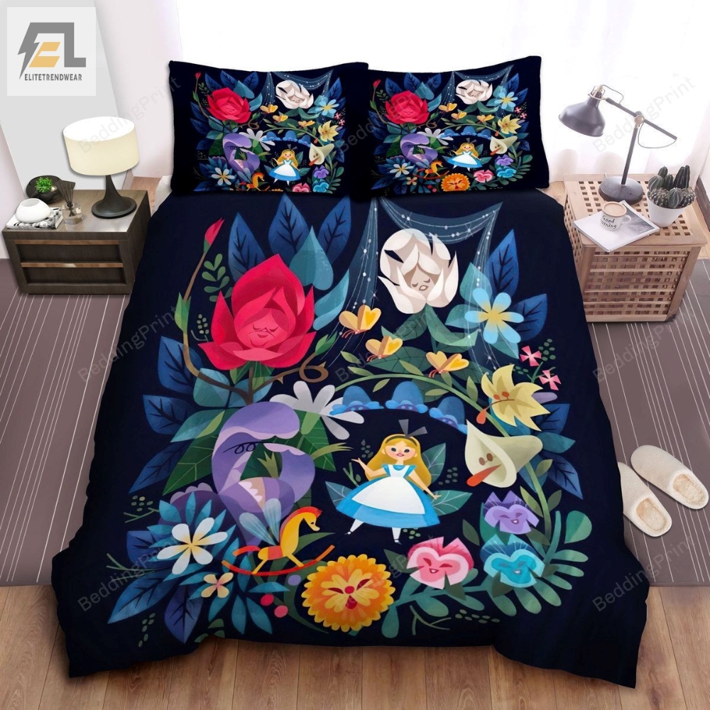 Alice In Wonderland  Among The Flowers Bed Sheets Duvet Cover Bedding Sets 